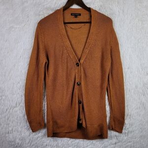 Banana Republic Womens L Terracotta 100% Linen Open Knit Cardigan Beach Earthy